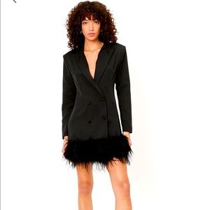Nasty Gal Feather Hem Double Breasted Blazer Dress